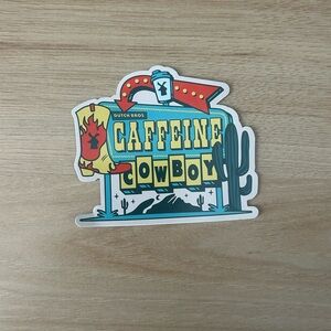 Dutch Bros Caffeine Cowboy Sticker - Red, Yellow, Blue, Black